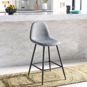 Safavieh Travis Counter Stool - Mid-Century Modern Design With Plush Dark Grey Upholstery For Stylish Comfort BST2001A