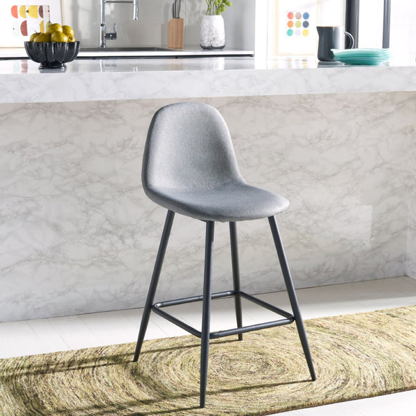 Safavieh Travis Counter Stool - Mid-Century Modern Design With Plush Dark Grey Upholstery For Stylish Comfort BST2001A