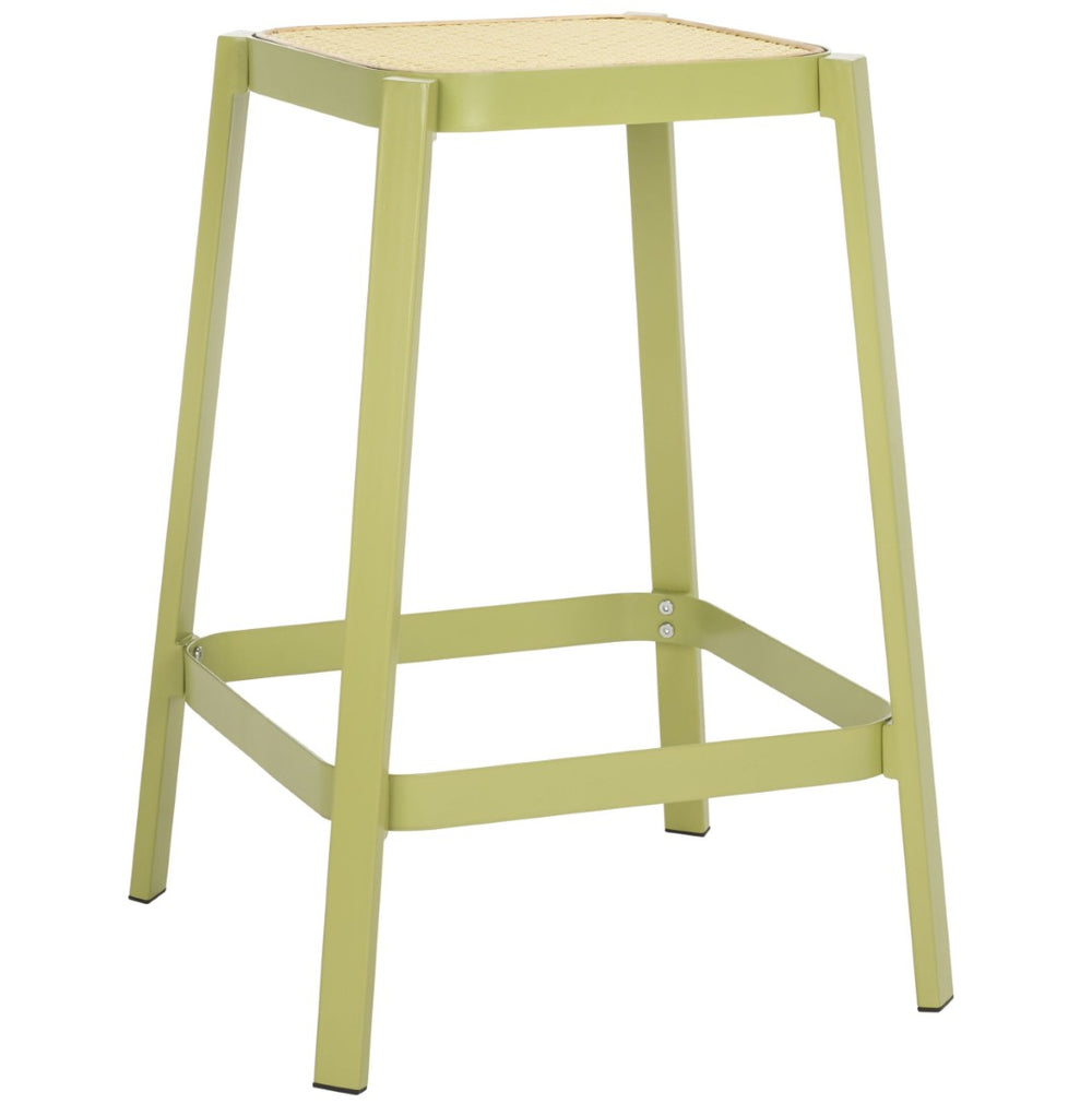 Safavieh Palmyra Counter Stool – Coastal Charm With Rattan-Style Seat & Green Base For Modern Spaces BST2500A