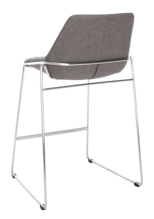 Safavieh Alexis Mid Century Counter Stool - Stylish Retro Design With Comfortable Seating For Modern Spaces Ash Pu/Silver BST3000B