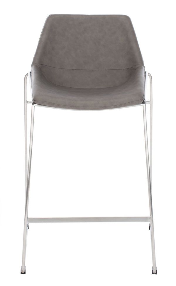 Safavieh Alexis Mid Century Counter Stool - Stylish Retro Design With Comfortable Seating For Modern Spaces Ash Pu/Silver BST3000B