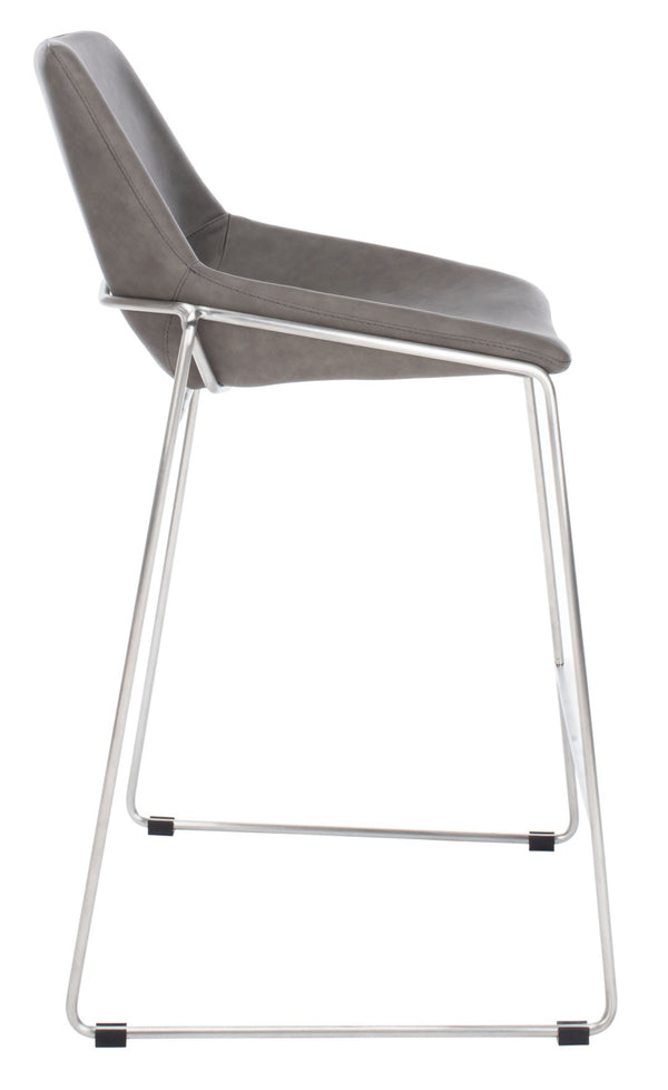 Safavieh Alexis Mid Century Counter Stool - Stylish Retro Design With Comfortable Seating For Modern Spaces Ash Pu/Silver BST3000B