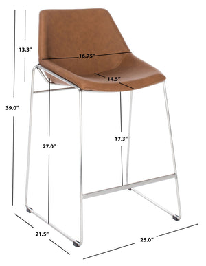 Safavieh Alexis Mid Century Counter Stool - Stylish Retro Design With Comfortable Seating For Modern Spaces Cognac/Black BST3000C