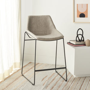 Safavieh Alexis Mid Century Counter Stool - Stylish Retro Design With Comfortable Seating For Modern Spaces Stone / Black Legs BST3000D