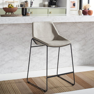 Safavieh Alexis Mid Century Counter Stool - Stylish Retro Design With Comfortable Seating For Modern Spaces Stone / Black Legs BST3000D