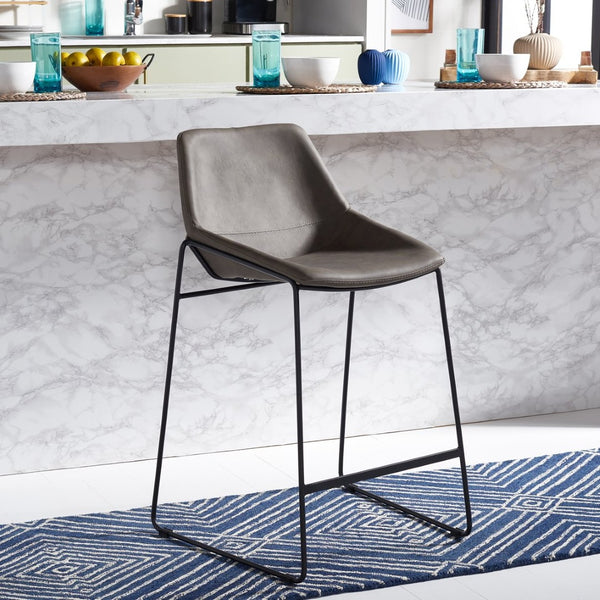 Safavieh Alexis Mid Century Counter Stool - Stylish Retro Design With Comfortable Seating For Modern Spaces Ash / Black Legs BST3000E