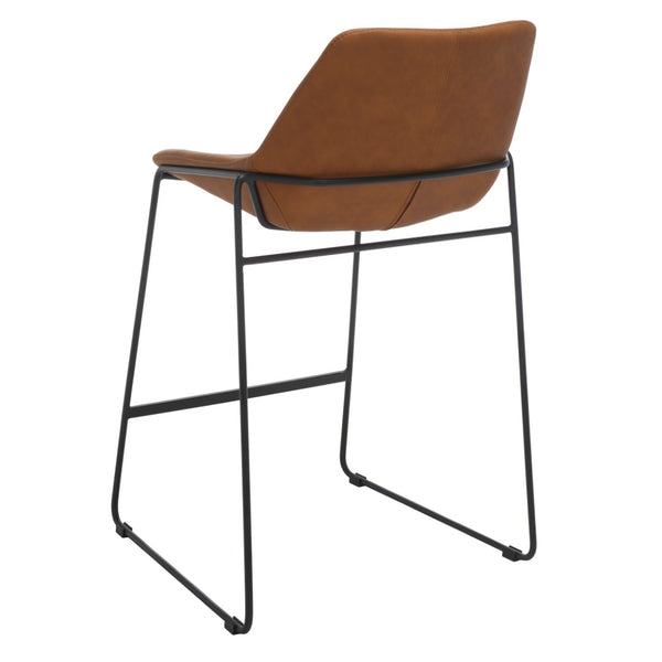 Safavieh Alexis Mid Century Counter Stool - Stylish Retro Design With Comfortable Seating For Modern Spaces Cognac/ Black Legs BST3000F