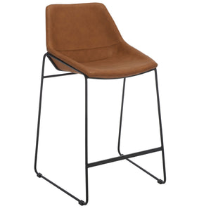 Safavieh Alexis Mid Century Counter Stool - Stylish Retro Design With Comfortable Seating For Modern Spaces Cognac/ Black Legs BST3000F