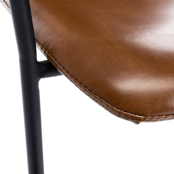 Safavieh Tanner Mid-Century Barstool: Stylish Pu Leather Seat With Walnut Accents & Hairpin Metal Legs Cognac Pu/Black BST3001A