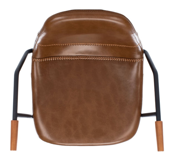 Safavieh Tanner Mid-Century Barstool: Stylish Pu Leather Seat With Walnut Accents & Hairpin Metal Legs Cognac Pu/Black BST3001A