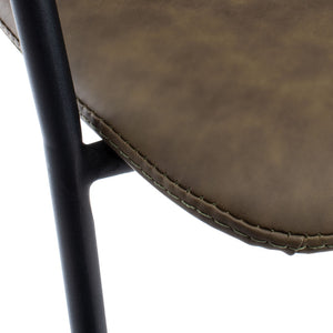 Safavieh Tanner Mid-Century Barstool: Stylish Pu Leather Seat With Walnut Accents & Hairpin Metal Legs Olive Pu/Black BST3001B