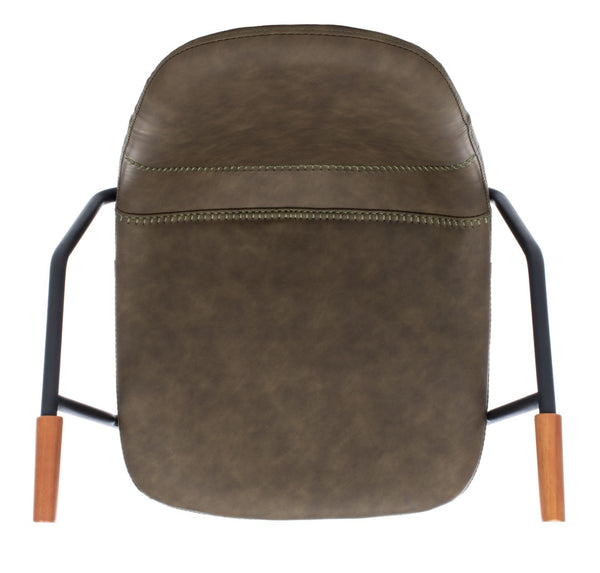 Safavieh Tanner Mid-Century Barstool: Stylish Pu Leather Seat With Walnut Accents & Hairpin Metal Legs Olive Pu/Black BST3001B