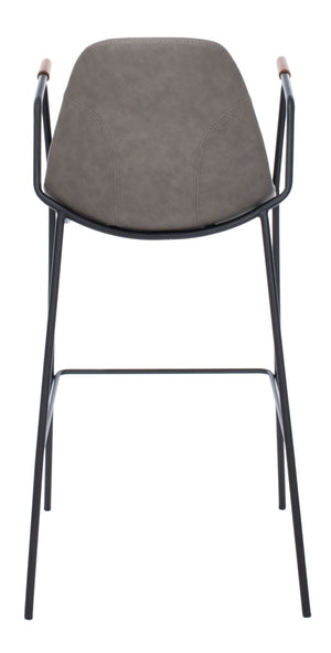 Safavieh Tanner Mid-Century Barstool: Stylish Pu Leather Seat With Walnut Accents & Hairpin Metal Legs Ash Pu/Black BST3001C