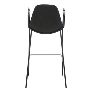 Safavieh Tanner Mid-Century Barstool: Stylish Pu Leather Seat With Walnut Accents & Hairpin Metal Legs Black Body /Walnut Armrest BST3001D