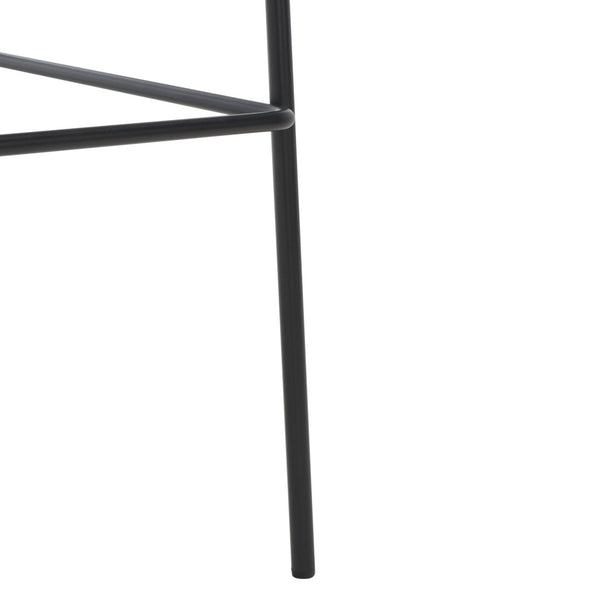 Safavieh Tanner Mid-Century Barstool: Stylish Pu Leather Seat With Walnut Accents & Hairpin Metal Legs Black Body /Walnut Armrest BST3001D