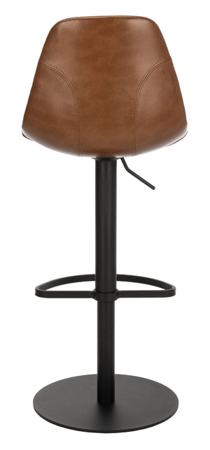 Safavieh Sky Adjustable Swivel Bar Stool – Mid-Century Modern Design, Versatile Height, Cozy Faux Leather Seat Cognac Pu/Black BST3003A