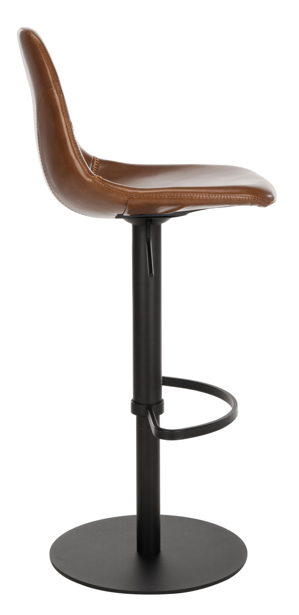 Safavieh Sky Adjustable Swivel Bar Stool – Mid-Century Modern Design, Versatile Height, Cozy Faux Leather Seat Cognac Pu/Black BST3003A