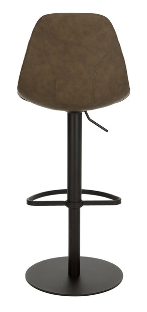 Safavieh Sky Adjustable Swivel Bar Stool – Mid-Century Modern Design, Versatile Height, Cozy Faux Leather Seat Olive Pu/Black BST3003B