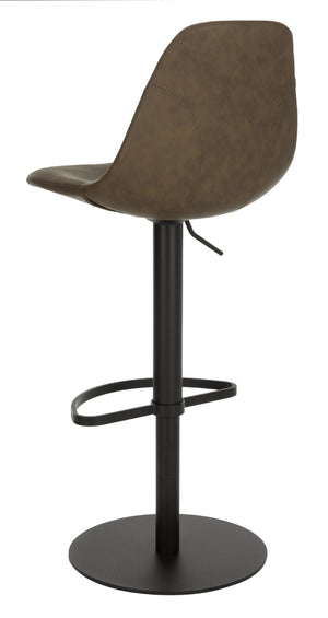 Safavieh Sky Adjustable Swivel Bar Stool – Mid-Century Modern Design, Versatile Height, Cozy Faux Leather Seat Olive Pu/Black BST3003B