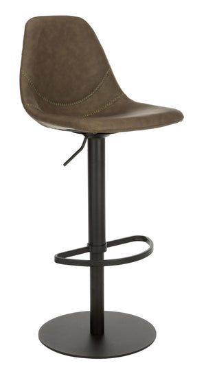 Safavieh Sky Adjustable Swivel Bar Stool – Mid-Century Modern Design, Versatile Height, Cozy Faux Leather Seat Olive Pu/Black BST3003B