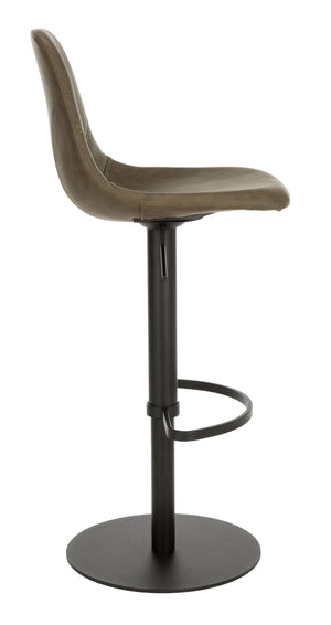 Safavieh Sky Adjustable Swivel Bar Stool – Mid-Century Modern Design, Versatile Height, Cozy Faux Leather Seat Olive Pu/Black BST3003B
