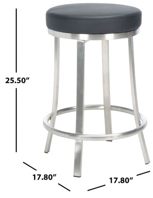 Safavieh Obito Contemporary Swivel Counter Stool With Vegan Leather Seat And Sleek Stainless Steel Frame Black  / Brushed Nickle BST3004B