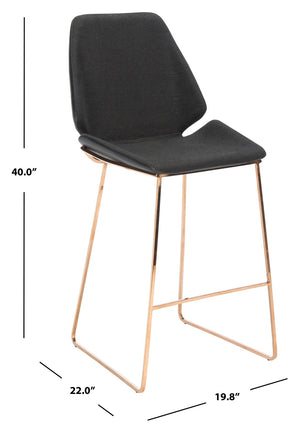 Safavieh Masami Counter Stool - Chic Contemporary Design With Soft Grey Seat And Gold Stainless Steel Frame Black / Gold BST3006B