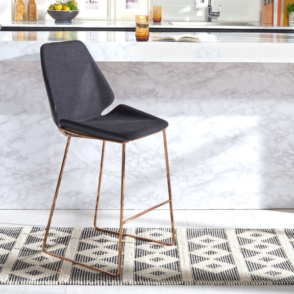Safavieh Masami Counter Stool - Chic Contemporary Design With Soft Grey Seat And Gold Stainless Steel Frame Black / Gold BST3006B