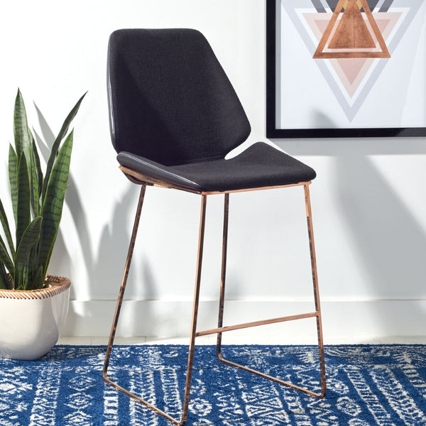 Safavieh Masami Counter Stool - Chic Contemporary Design With Soft Grey Seat And Gold Stainless Steel Frame Black / Gold BST3006B