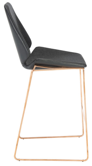 Safavieh Masami Counter Stool - Chic Contemporary Design With Soft Grey Seat And Gold Stainless Steel Frame Black / Gold BST3006B