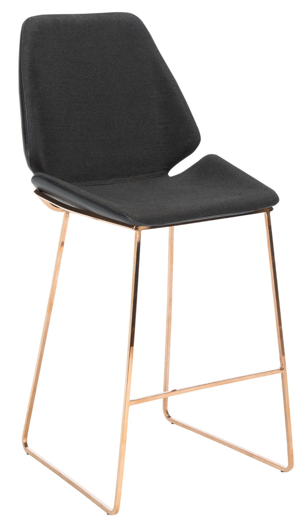 Safavieh Masami Counter Stool - Chic Contemporary Design With Soft Grey Seat And Gold Stainless Steel Frame Black / Gold BST3006B