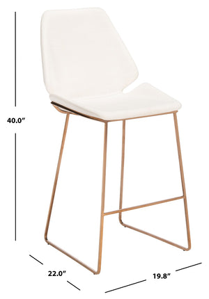 Safavieh Masami Counter Stool - Chic Contemporary Design With Soft Grey Seat And Gold Stainless Steel Frame White / Gold BST3006C