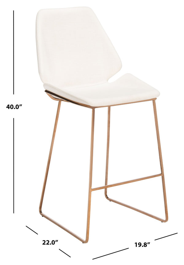 Safavieh Masami Counter Stool - Chic Contemporary Design With Soft Grey Seat And Gold Stainless Steel Frame White / Gold BST3006C