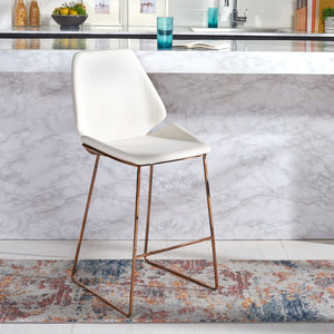 Safavieh Masami Counter Stool - Chic Contemporary Design With Soft Grey Seat And Gold Stainless Steel Frame White / Gold BST3006C