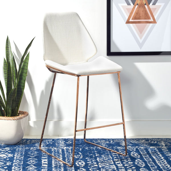 Safavieh Masami Counter Stool - Chic Contemporary Design With Soft Grey Seat And Gold Stainless Steel Frame White / Gold BST3006C