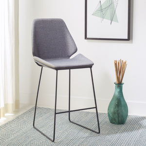 Safavieh Masami Counter Stool - Chic Contemporary Design With Soft Grey Seat And Gold Stainless Steel Frame Grey / Black BST3006D