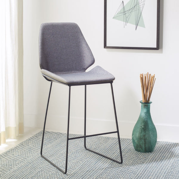 Safavieh Masami Counter Stool - Chic Contemporary Design With Soft Grey Seat And Gold Stainless Steel Frame Grey / Black BST3006D