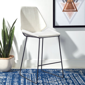Safavieh Masami Counter Stool - Chic Contemporary Design With Soft Grey Seat And Gold Stainless Steel Frame Cream / Black BST3006F