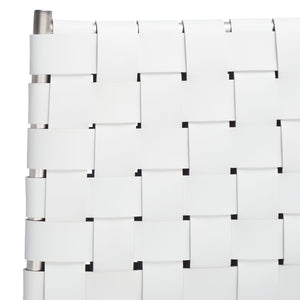 Safavieh Bahari Woven Counter Stool - Contemporary Design With Natural Leather Seat & Sleek Silver Base White / Silver BST3010C