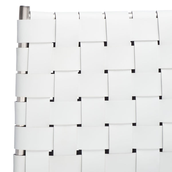 Safavieh Bahari Woven Counter Stool - Contemporary Design With Natural Leather Seat & Sleek Silver Base White / Silver BST3010C