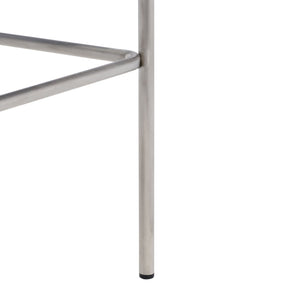 Safavieh Bahari Woven Counter Stool - Contemporary Design With Natural Leather Seat & Sleek Silver Base White / Silver BST3010C