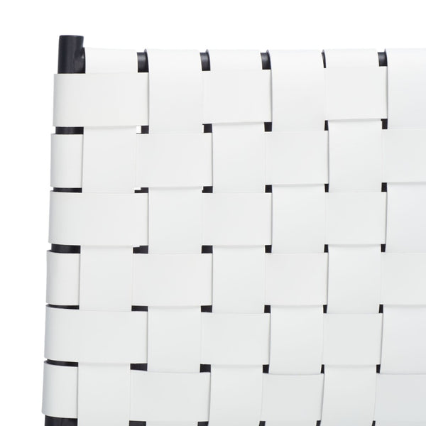 Safavieh Bahari Woven Counter Stool - Contemporary Design With Natural Leather Seat & Sleek Silver Base White / Black BST3010D