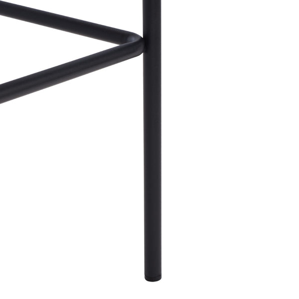 Safavieh Bahari Woven Counter Stool - Contemporary Design With Natural Leather Seat & Sleek Silver Base White / Black BST3010D