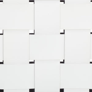 Safavieh Bahari Woven Counter Stool - Contemporary Design With Natural Leather Seat & Sleek Silver Base White / Black BST3010D
