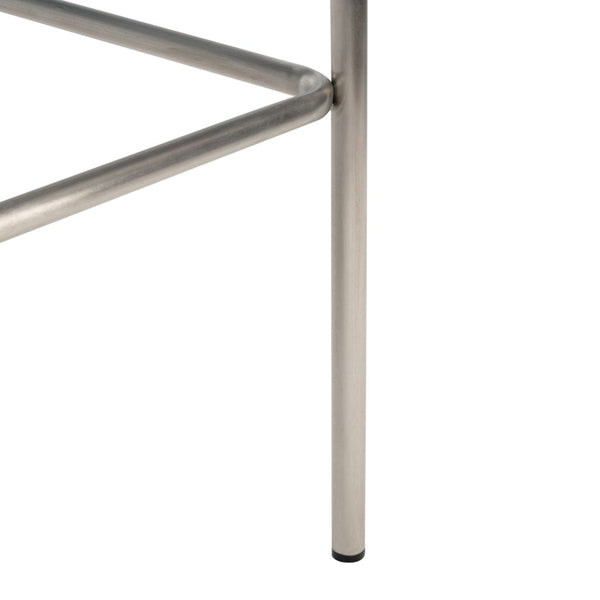 Safavieh Bahari Woven Counter Stool - Contemporary Design With Natural Leather Seat & Sleek Silver Base Black / Silver BST3010E