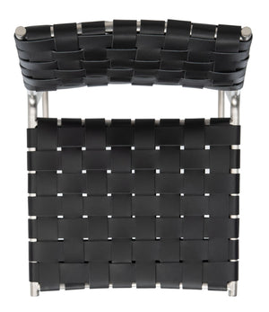 Safavieh Bahari Woven Counter Stool - Contemporary Design With Natural Leather Seat & Sleek Silver Base Black / Silver BST3010E
