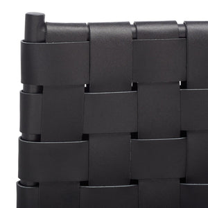 Safavieh Bahari Woven Counter Stool - Contemporary Design With Natural Leather Seat & Sleek Silver Base Black / Black BST3010F