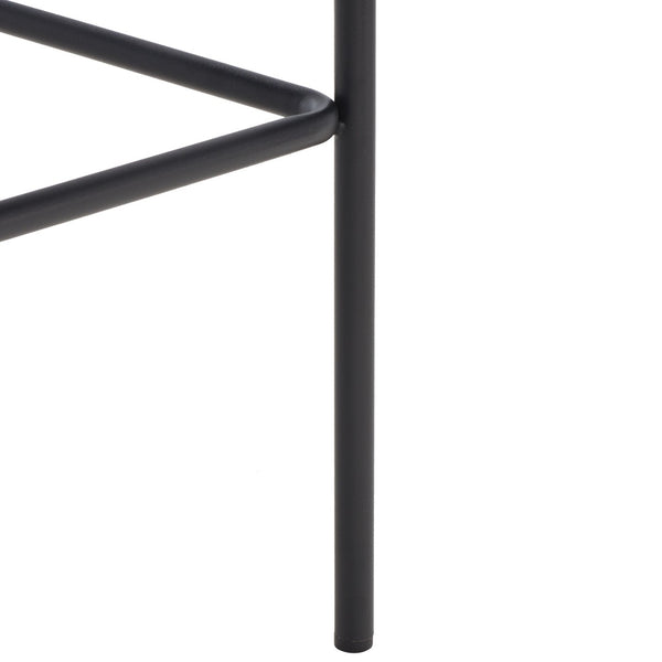 Safavieh Bahari Woven Counter Stool - Contemporary Design With Natural Leather Seat & Sleek Silver Base Black / Black BST3010F