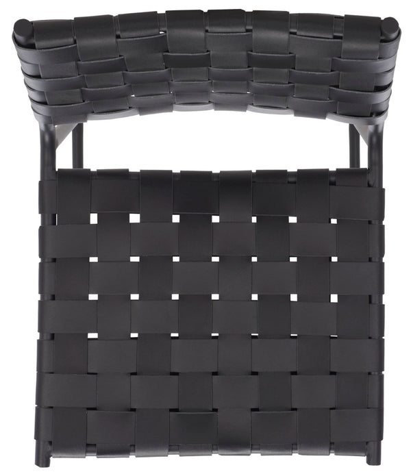 Safavieh Bahari Woven Counter Stool - Contemporary Design With Natural Leather Seat & Sleek Silver Base Black / Black BST3010F