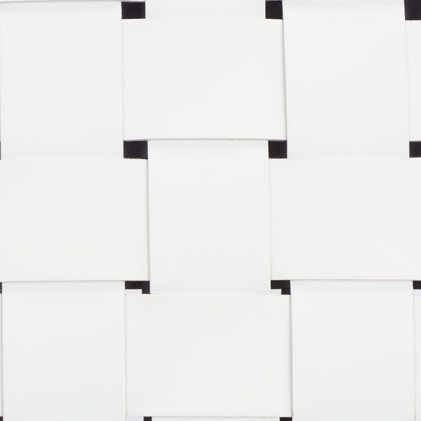 Safavieh Olenna Woven Counter Stool - Artisanal Leather Seat With Sleek Metal Base For Modern Dining Spaces White / Black BST3011D